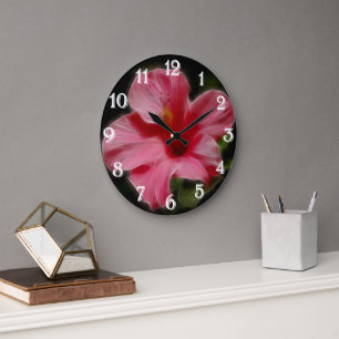 Pink Hibiscus Wall klok