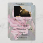 PINK HIBISCUS  WEDDING INVITATIE KAART (Voorkant / Achterkant)