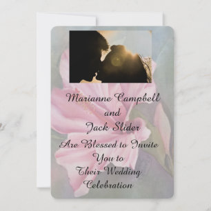 PINK HIBISCUS  WEDDING INVITATIE KAART