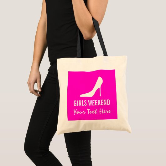 Pink high heel shoes girls, weekends tote bag (Voorkant (product))
