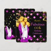 Pink High Heels Gold Polka Dot Birthday Party Kaart (Voorkant / Achterkant)