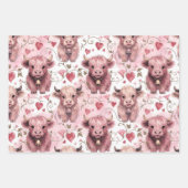 Pink Highland Cow Valentine Hearts Inpakpapier Vel (Voorkant)