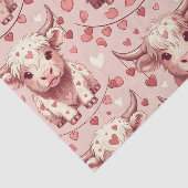 Pink Highland Cow Valentine Hearts Roses Tissuepapier (Detail)