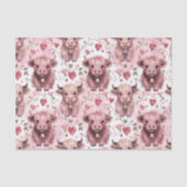Pink Highland Cow Valentine Hearts Tissuepapier (Voorkant)