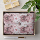 Pink Highland Cow Valentine Hearts Tissuepapier (Geschenk)