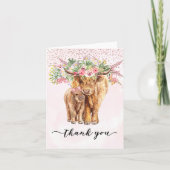 Pink Highland Koe Baby shower Hartelijk dank Kaart (Voorkant)