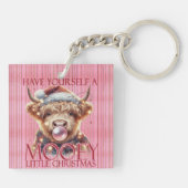 Pink-Highland Koe-Schattigee Koe-Christmas-Mooey Sleutelhanger (Achterkant)