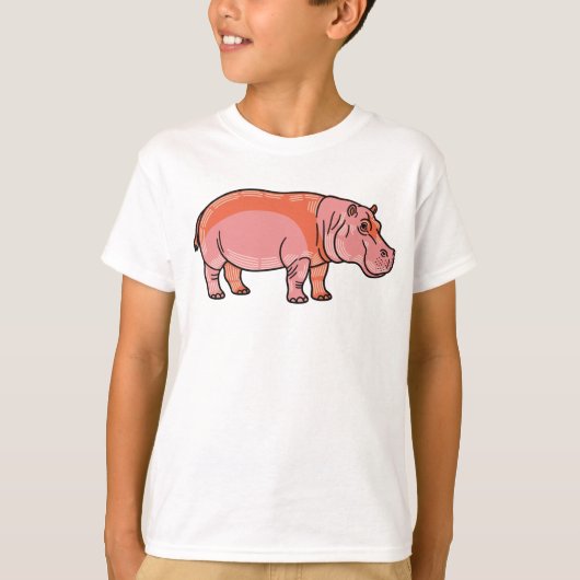 Pink Hippo Kids T-Shirt – Cute and Playful Animal  (Voorkant)