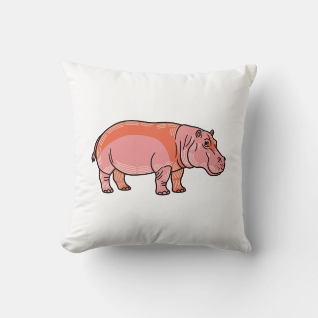 Pink Hippo  Kussen (Voorkant)