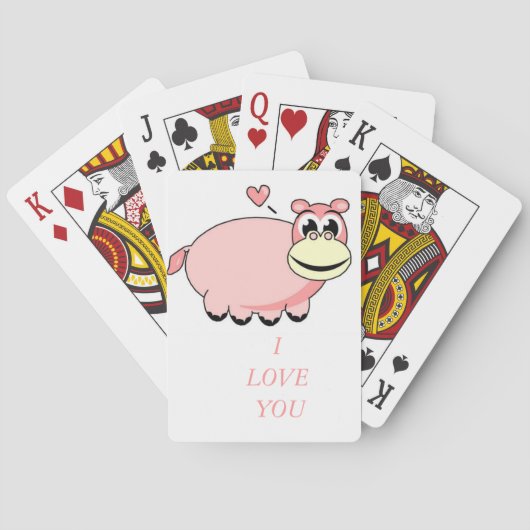Pink Hippo Love Pokerkaarten (Achterkant)