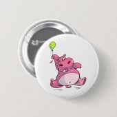 PINK HIPPO OP BALLOON RONDE BUTTON 5,7 CM (Voorkant /achterkant)