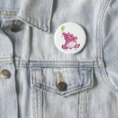 PINK HIPPO OP BALLOON RONDE BUTTON 5,7 CM (In situ)