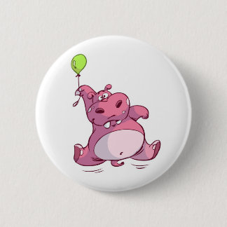 PINK HIPPO OP BALLOON RONDE BUTTON 5,7 CM