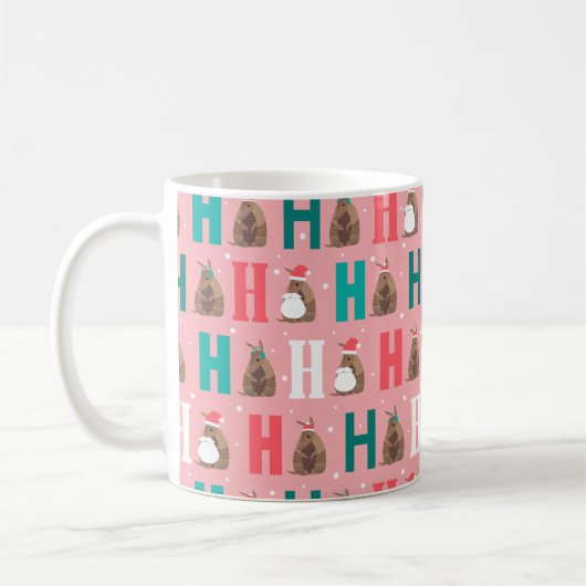 Pink Ho Ho Ho Armadillo Koffiemok (Links)