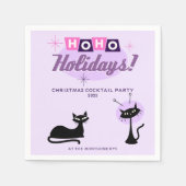 Pink Ho Ho Holidays Midcentury Modern Christmas Servet (Voorkant)
