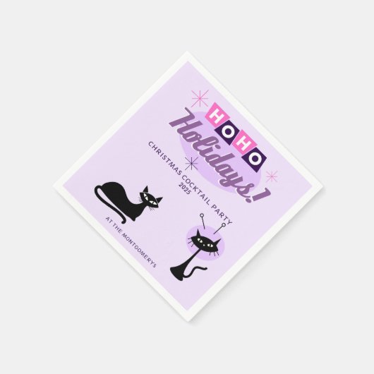 Pink Ho Ho Holidays Midcentury Modern Christmas Servet (Hoek)