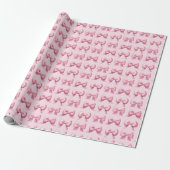 Pink Holiday Bow Gift Wrapping Paper Cadeaupapier (Uitgerold)