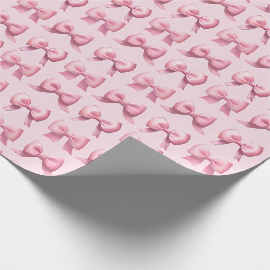 Pink Holiday Bow Gift Wrapping Paper Cadeaupapier (Hoek)