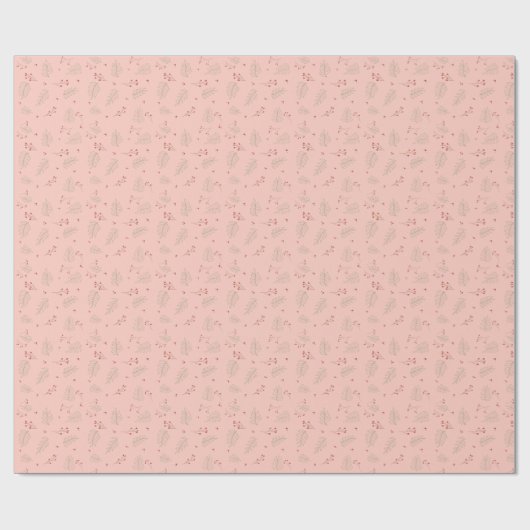 Pink Holiday Greenery Cadeaupapier (Vlak)