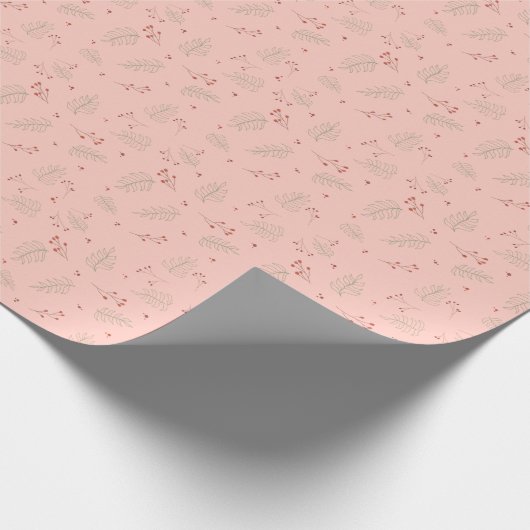 Pink Holiday Greenery Cadeaupapier (Hoek)