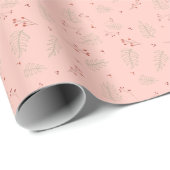 Pink Holiday Greenery Cadeaupapier (Rol Hoek)