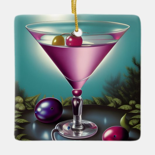 Pink Holiday Martini Keramisch Ornament (Voorkant)
