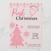 Pink Holiday Party Invitation Kaart (Voorkant)
