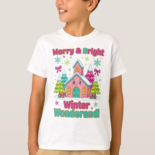 "Pink Holiday Village Magic" T-shirt (Voorkant)