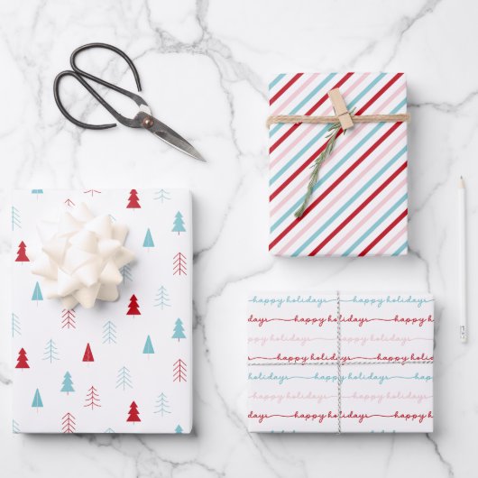 Pink Holiday Wrapping Paper Sheets (Voorkant)