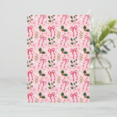 Pink Holly Christmas Invitation Kaart (Staand voorkant)