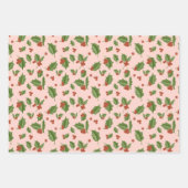 Pink Holly Gift Wrap Inpakpapier Vel (Voorkant 2)