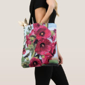 Pink Hollyhock-canvas tas (Dichtbij)