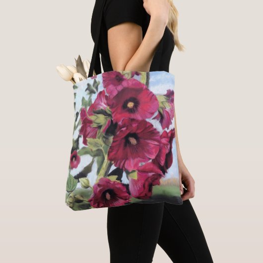 Pink Hollyhock-canvas tas (Dichtbij)
