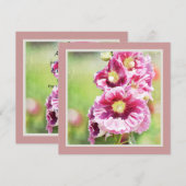 Pink Hollyhock Flowers Baby shower Kaart (Voorkant / Achterkant)