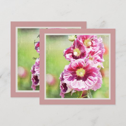 Pink Hollyhock Flowers Baby shower Kaart (Voorkant / Achterkant)