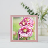 Pink Hollyhock Flowers Baby shower Kaart (Staand voorkant)