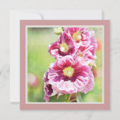 Pink Hollyhock Flowers Baby shower Kaart (Voorkant)