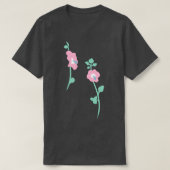 pink hollyhock garden pattern t-shirt (Design voorkant)