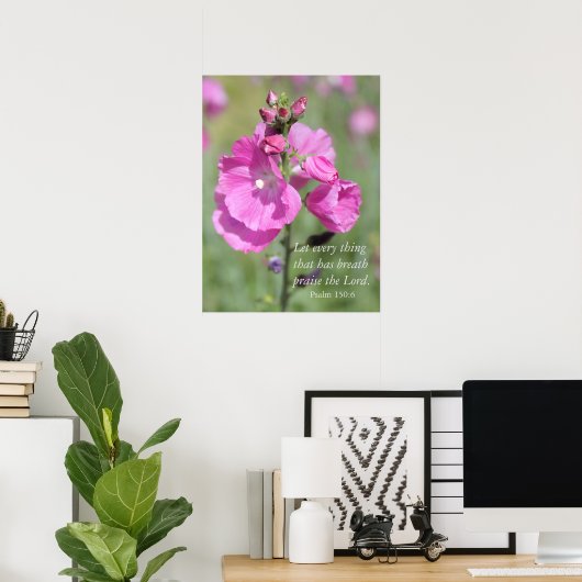 Pink Hollyhock Popgeheven Poster (Thuiskantoor)