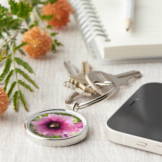 PINK HOLLYHOCK SLEUTELHANGER (Zijkant)