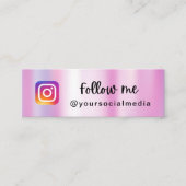 Pink Holographic Follow Me Mini Card Mini Visitekaartje (Voorkant)