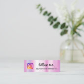 Pink Holographic Follow Me Mini Card Mini Visitekaartje (Staand voorkant)
