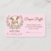 Pink Holy Cow Baby Shower Diaper Raffle Informatiekaartje (Voorkant)
