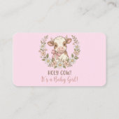 Pink Holy Cow Baby Shower Diaper Raffle Informatiekaartje (Achterkant)