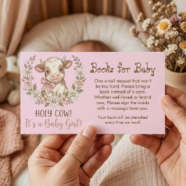 Pink Holy Cow Books for Baby Shower Informatiekaartje