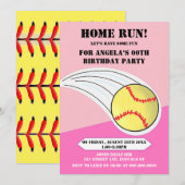 Pink Home Run Softball Birthday Party (Voorkant / Achterkant)