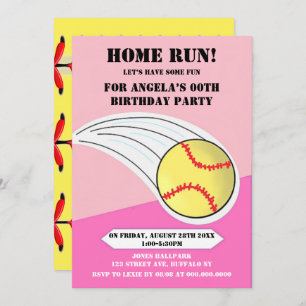 Pink Home Run Softball Birthday Party