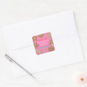 Pink Homemade Christmas Cookies Vierkante Sticker (Envelop)