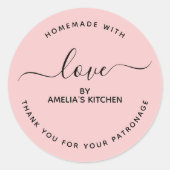 Pink Homemade with love thank you Sticker (Voorkant)