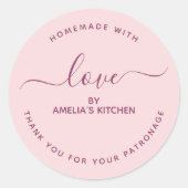 Pink Homemade with love thank you Sticker (Voorkant)